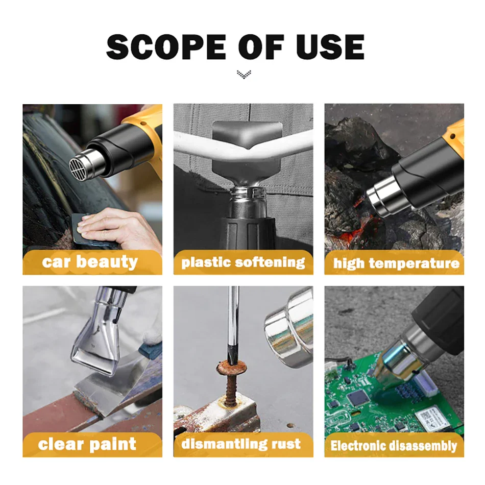 2000W,2200W,2500W,2800W pistola de aire caliente Pantalla digital de temperatura - Imagen 9