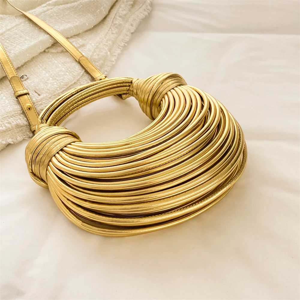 bolsos fiesta mujer boda bolso dorado bolso fiesta mujer boda bolsos de fiesta MOODS-monederos de noche de lujo para mujer, bolso de mano con diseño de nudo de fideos dorados, PARA CENA y fiesta - Imagen 7